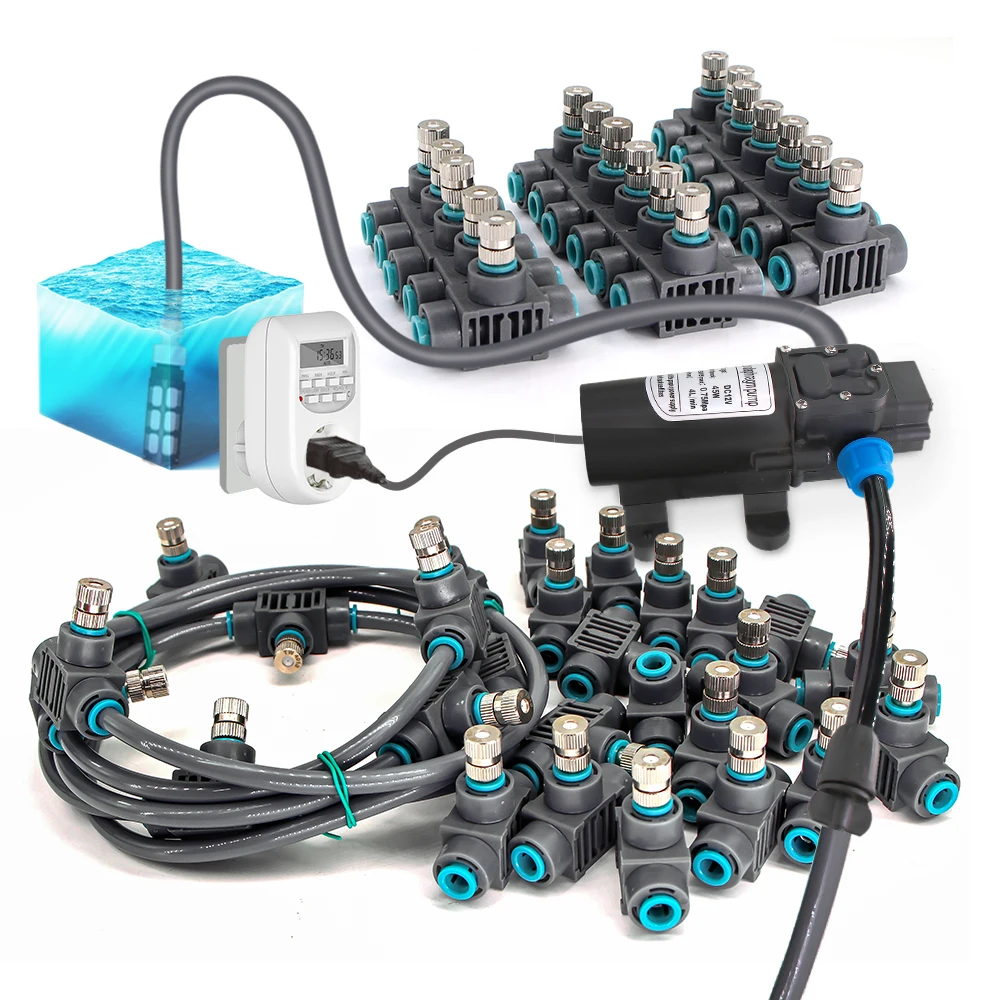 

45W Self-Priming Pressurize Pump Mist Spraying System 4/7mm Hose Quick Connect Pulverization Cooling Garden Irrigation Equipment