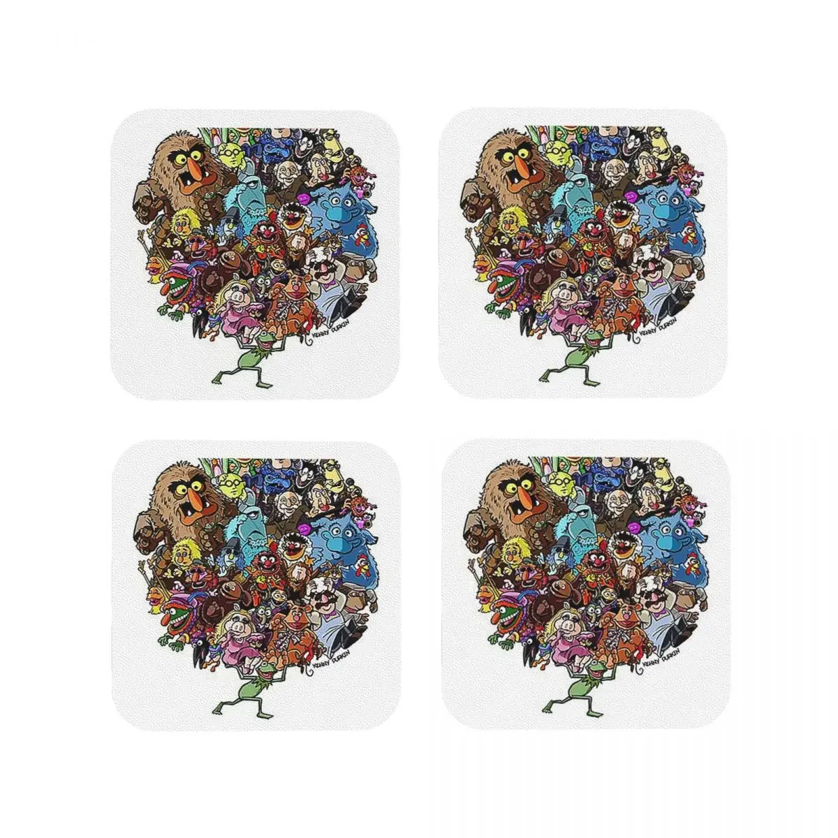 Muppets World Of Friendship Coasters Kitchen Placemats Non-slip Insulation Cup Coffee Mats For Home Tableware Pads Set of 4