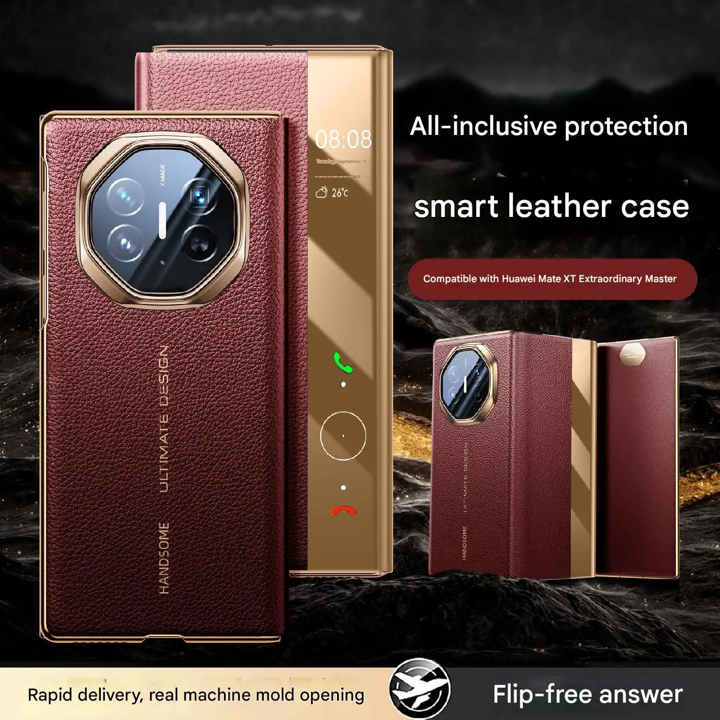 

leather case For Huawei Mate XT Luxury Business High End Folding leather Ultra Thin Phone Case Cover For Huawei Mate XT shell