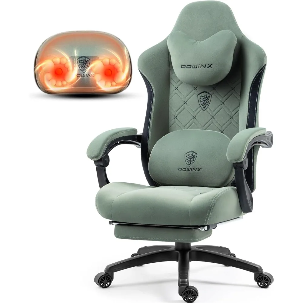 Fabric Gaming Chair with Heated Massage Lumbar Support, Gaming Chairs for Adults, Big and Tall Gamer Chair
