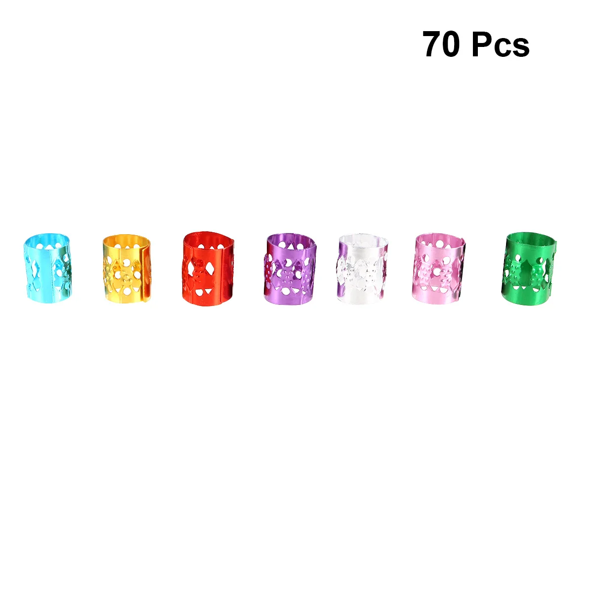 

70Pcs Metal Hair Cuffs Dreadlock Rings Braiding Beads for Dreadlocks Braid Styling Tube Accessories Filigree Design Women Men