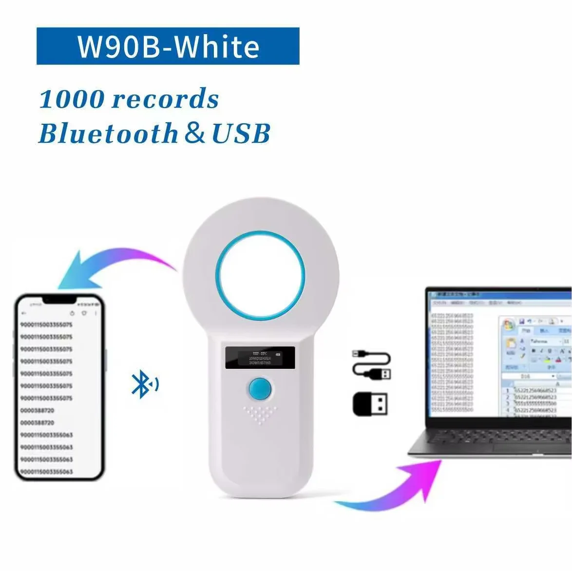 Leitor de microchip bluetooth portátil oled scanner para animais de estimação 134.2khz scanner id para coelho gado gato cão
