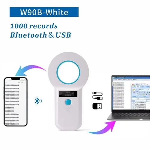 Imagen 2 del producto Lector de microchip Bluetooth, escáner portátil OLED para mascotas, 134,2 khz, escáner iD para mascotas, conejo, ganado, gato, perro