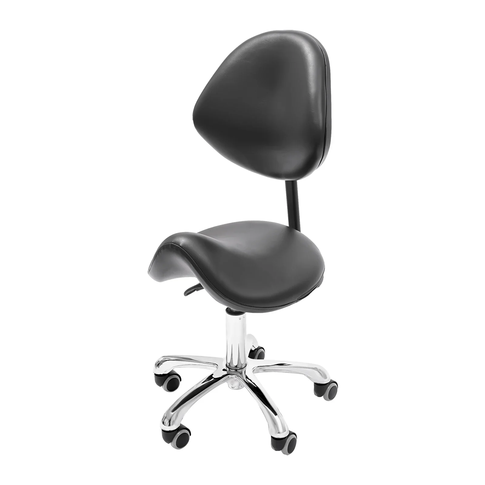 Adjustable Saddle Stool Chair with Back Support Ergonomic Rolling Esthetician Seat for Clinic Hair Salon Lab Home Office