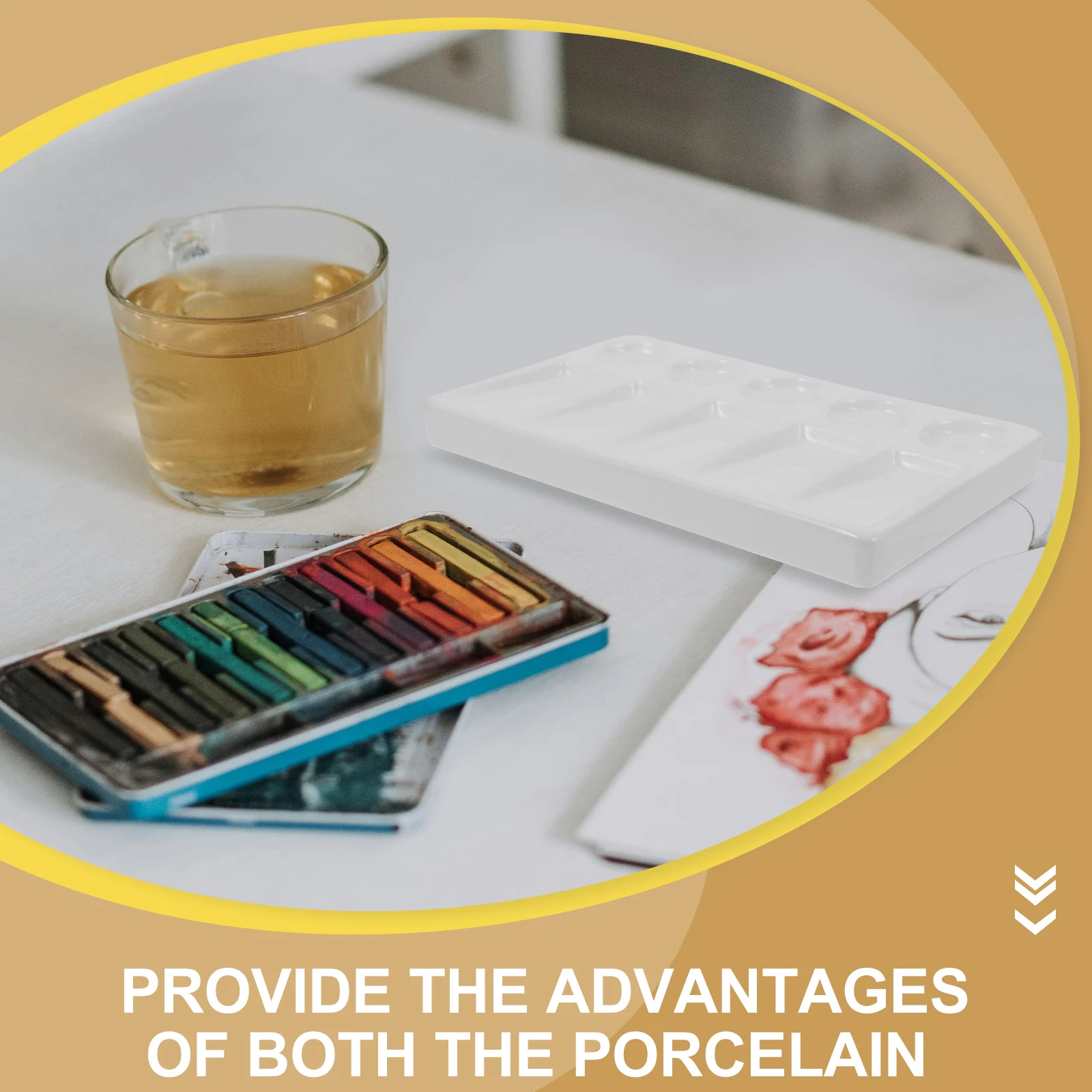 

Rectangular Color Palette Plastic White Mixing Tray for Watercolor Acrylic Oil Kids 5 Round 5 Rectangular Wells Pure