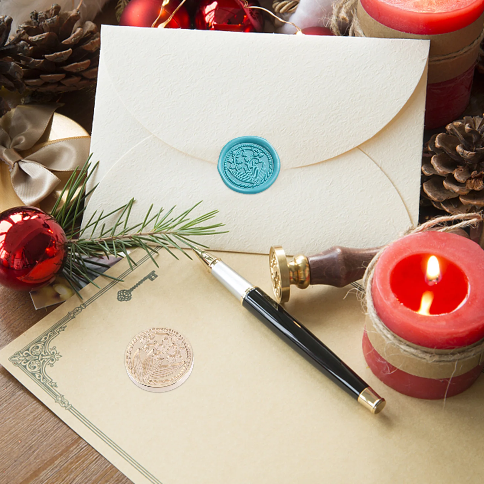 

2Pcs Copper Wax Seal Stamp Heads Brass Replacement Durable Creative for Envelope Invitations Scrapbooks Wine Gift Packaging