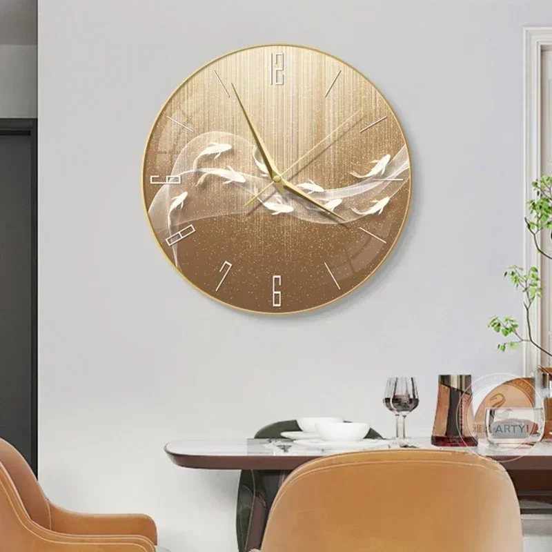 Modern Home Decoration Wall Clock Living Room Decoration Porch Corridor Light Luxury Crystal Porcelain Painting Mute Wall Clock