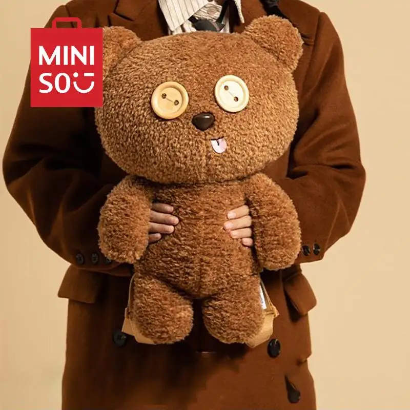 MINISO Series Tim Bear Backpack Kawaii Cute Bob Tim Doll Anime Plush Ins Backpack for Girls Cosmetic Snack Storage Funny Gifts