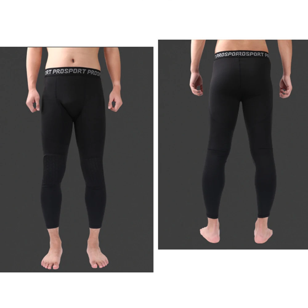Football Men's Pants Running Padded Knee Protect Sport Trousers Basic Tights Bottom Quick Dry Elastic Basketball Sweat Leggings