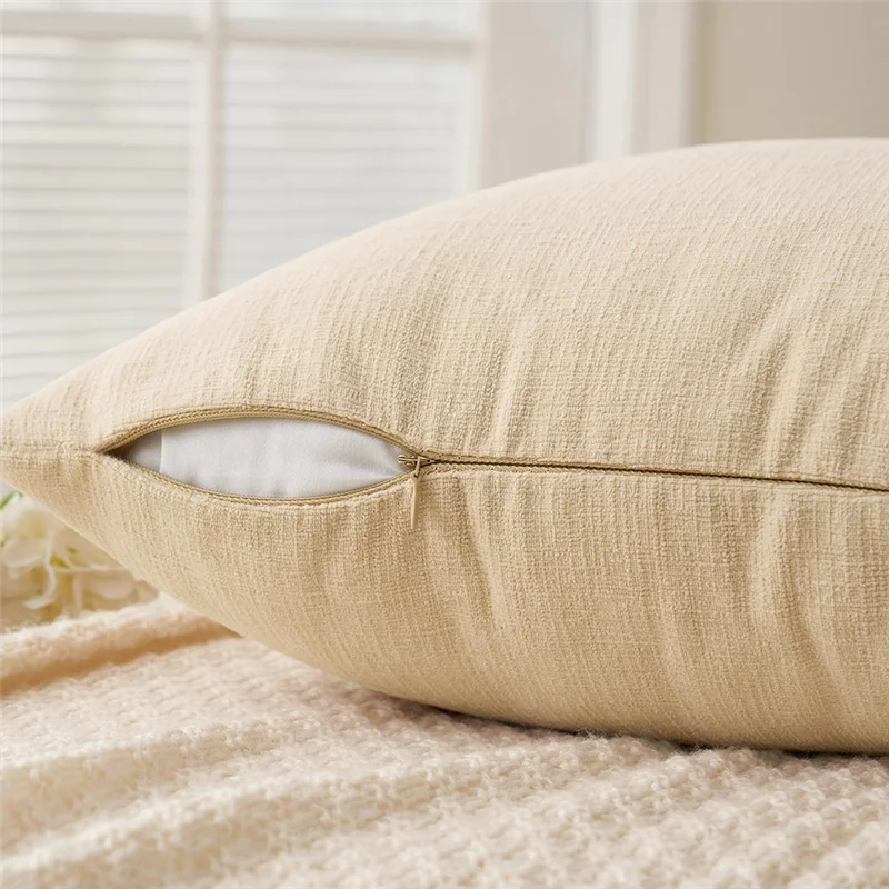 -A89Z 유로 던지기 베개 커버 20X20 인치 베이지 소파 커버 소파 거실 용 부드러운 장식 농가 2 개 세트