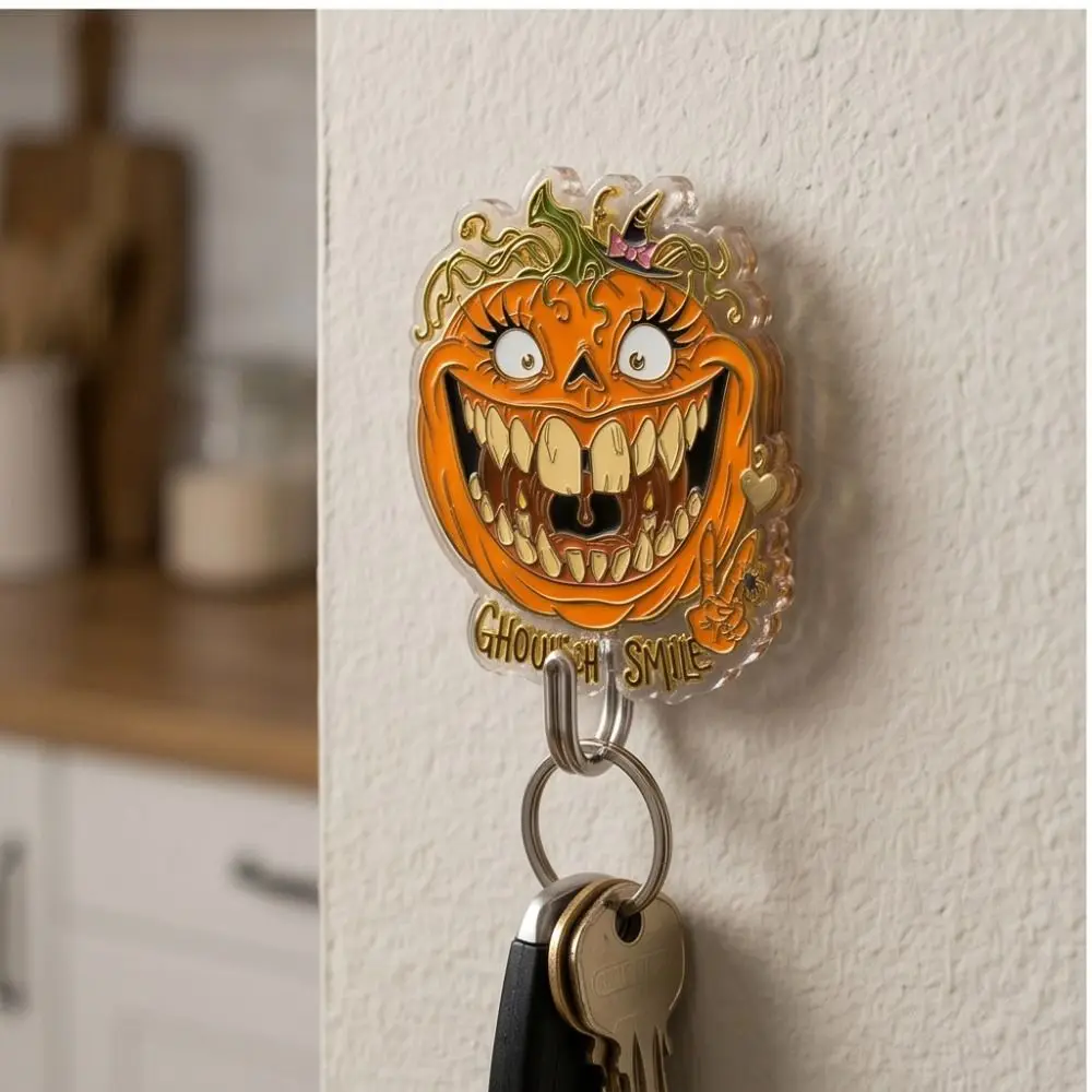 No Drill Halloween Hooks Strong Sticky Backing Traceless Sticky Sticky Hooks Vivid Printing Lightweight Sturdy Plastic