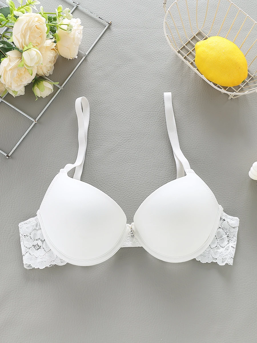 1pcs Simple Floral Lace Solid Bra Comfy & Breathable Bra Women\'s Lingerie & Underwear