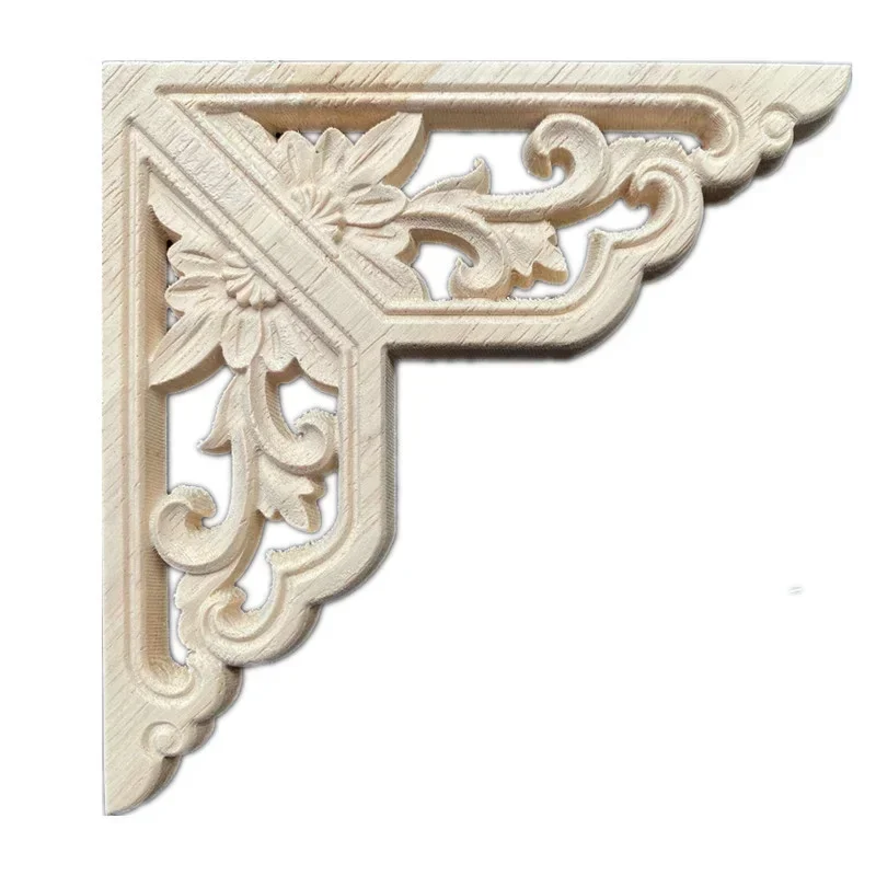 6-20cm Wooden Carved Applique Furniture Mouldings Decal DIY Corner Onlay Decoration Frame Cupboard Cabinet Decal