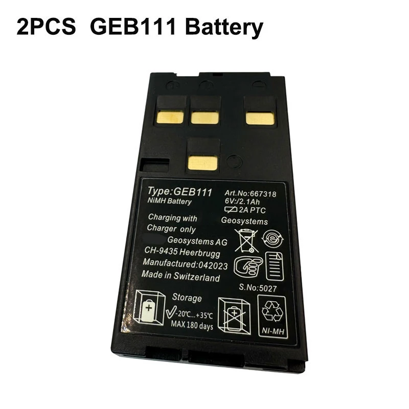 2PCS GEB111 Battery For TPS TC RCS GS SR Series DINA03 10 Electronic Level Surveying NI-MH 6V 2100mAh