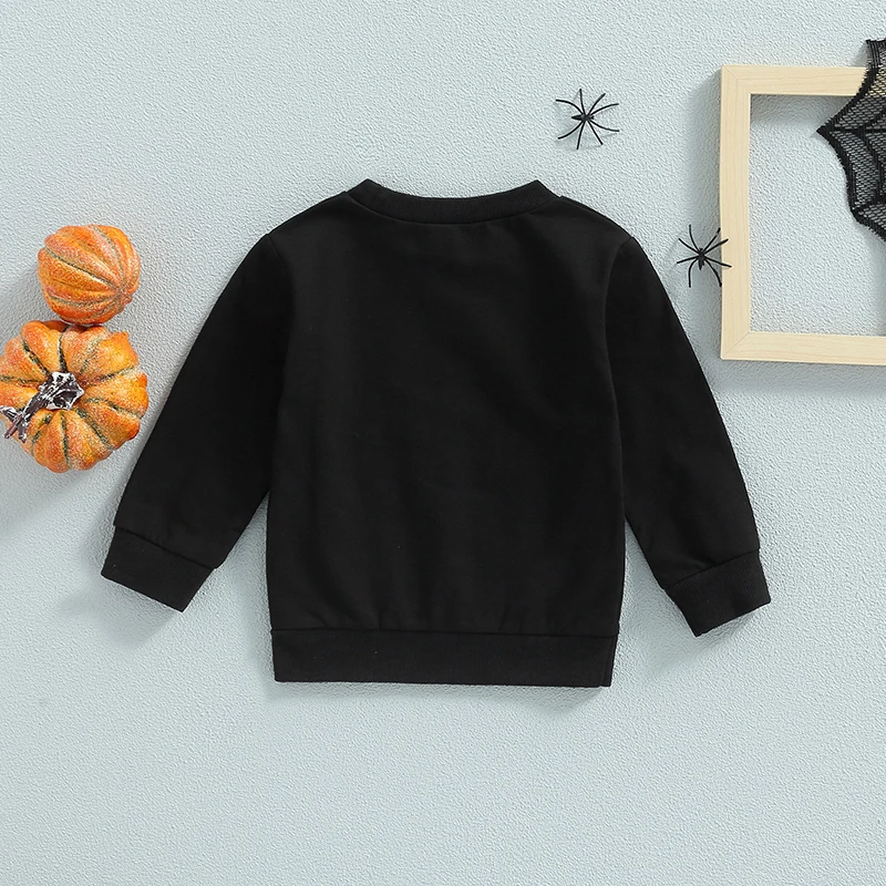 Children s Halloween Printed Long Sleeve Pullover Pumpkin Face Design Round Neck Patchwork Casual Loose Fit Streetwear