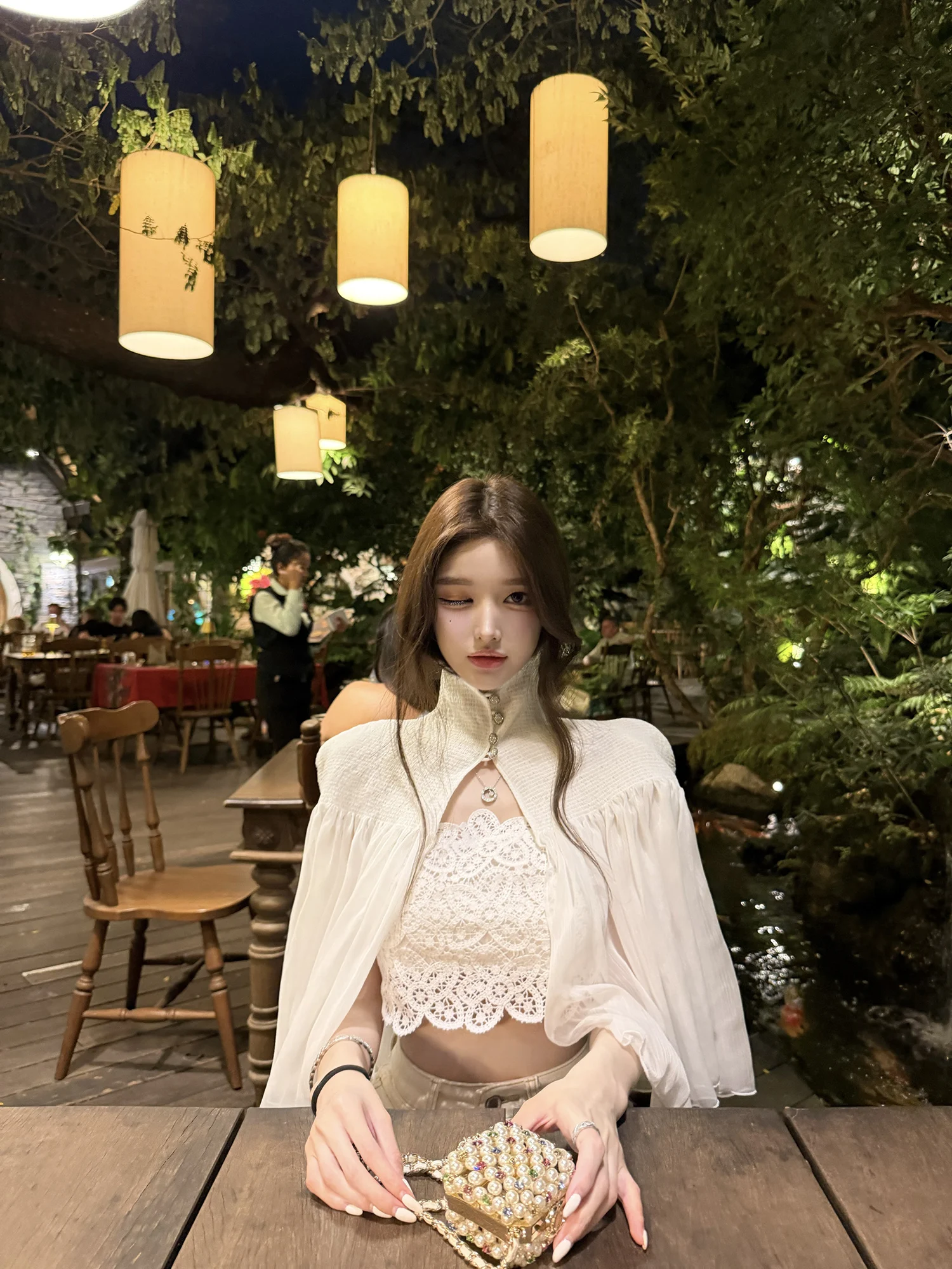 

Viola Initial White Core Fairy Wardrobe High-Defn Soft Mist awl Lace Vest Set Women's Casual Loose Fit ort Sve