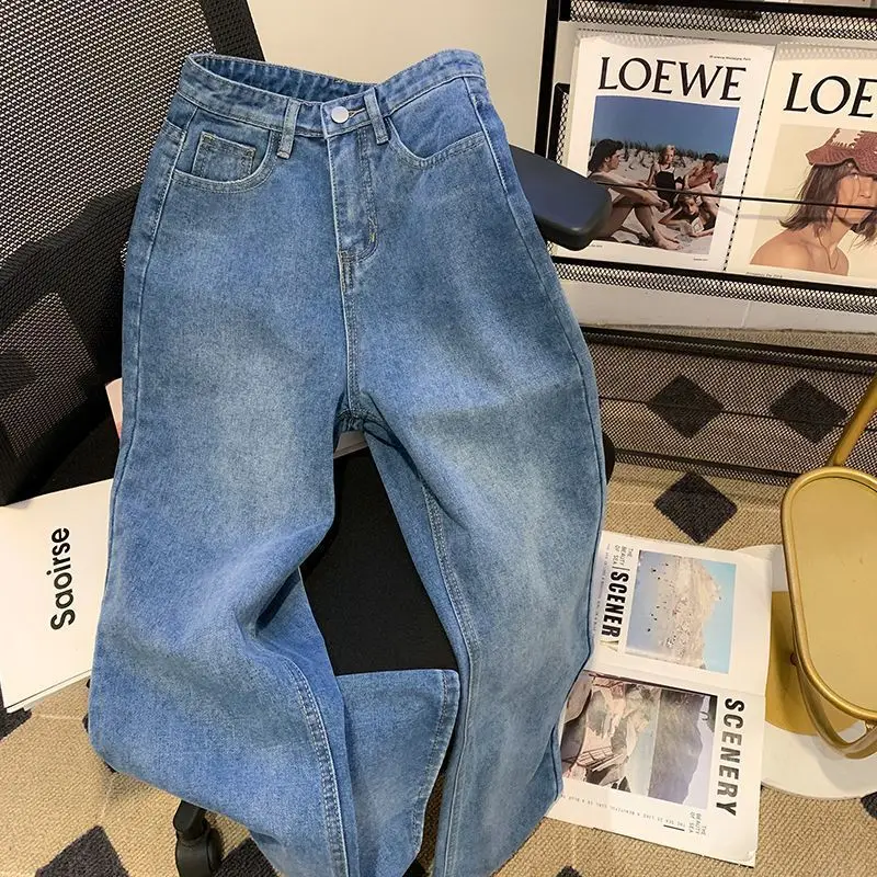 

2025 New Retro Washed Jeans Men's Trendy High Street Loose Straight Versatile Jeans Male Clothes Baggy Blue Jeans Pants Man