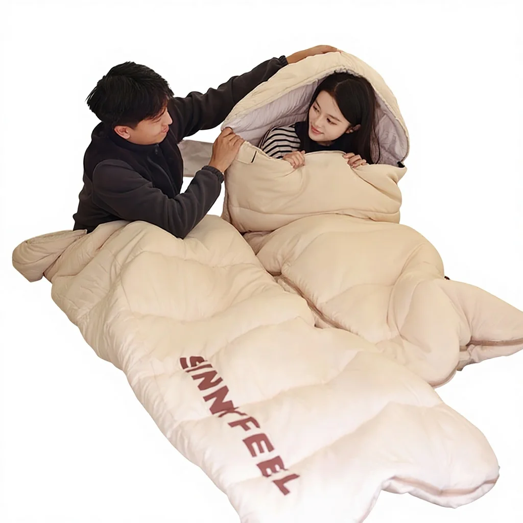 SunnyFeel Outdoor Winter Warm Envelope Style Quilt for Camping Lightweight Car Double Single Thickened Sleeping Bag
