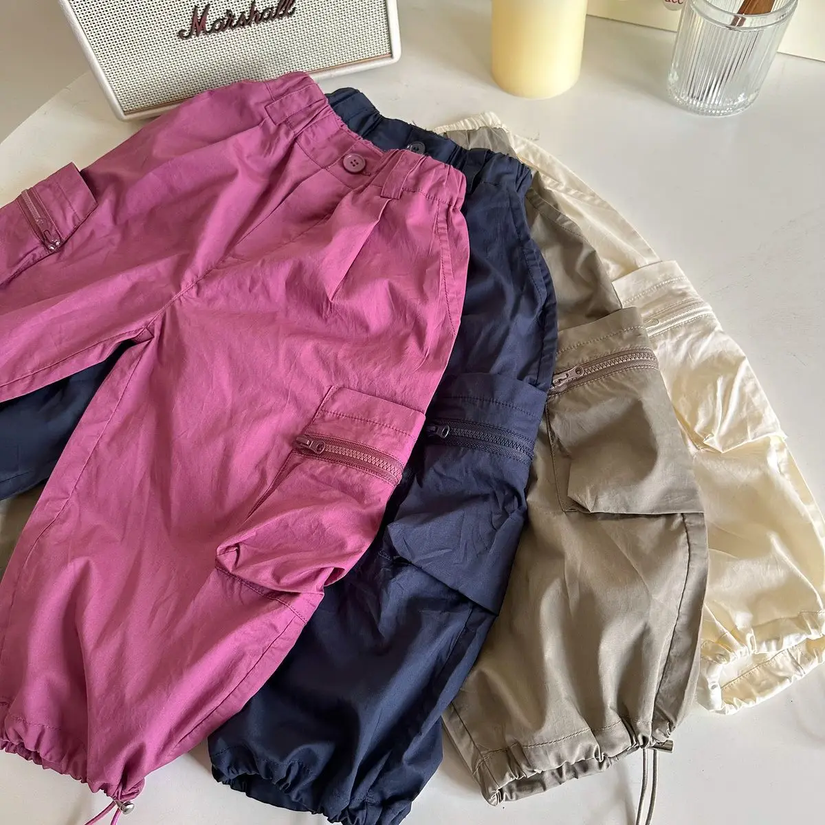 

Kids Pants 2023 Summer New Fashionable Boys and Girls Solid Color Overalls Baby Casual Cool Handsome Cargo Pants for Kids