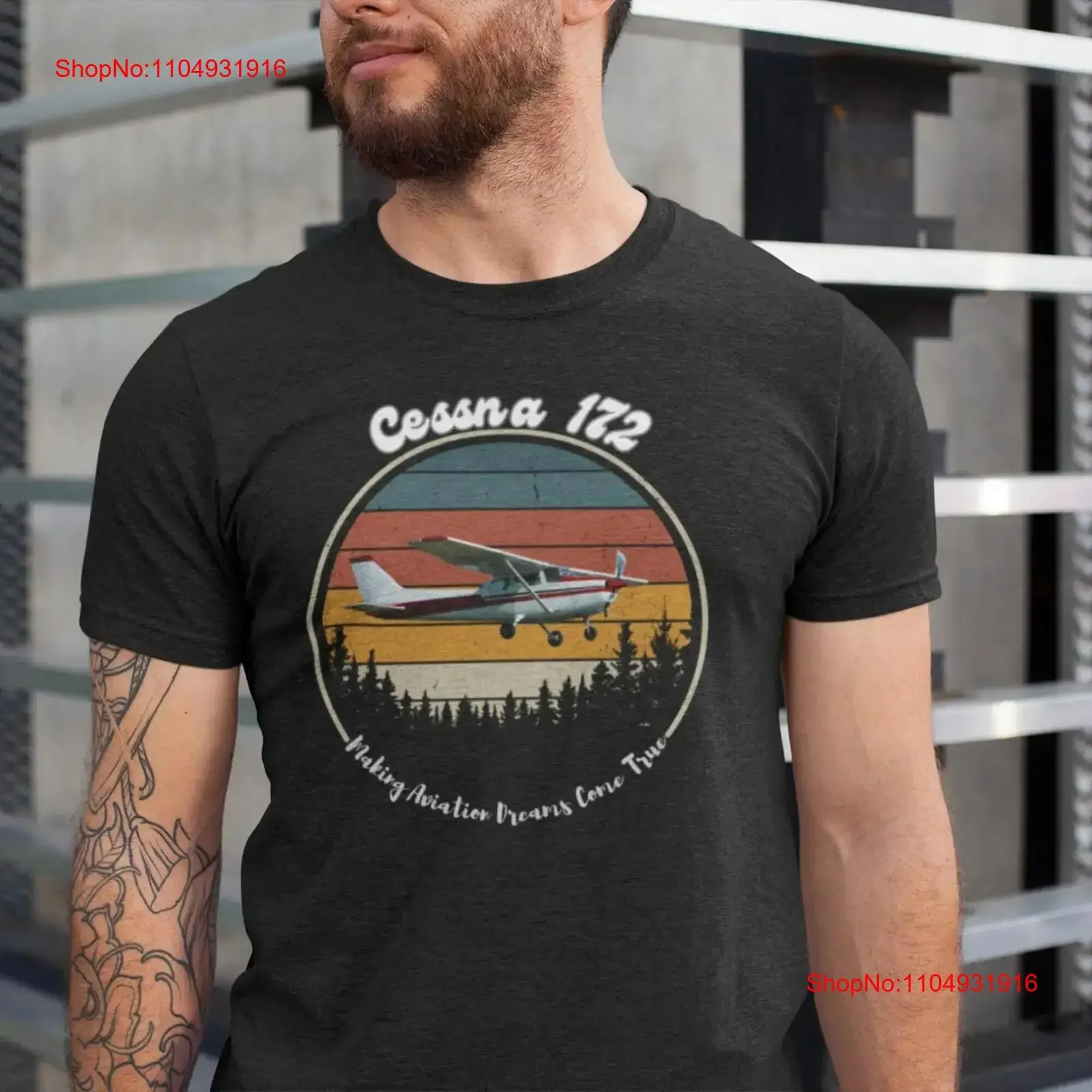 سيسنا 172 تي شيرت ريترو عتيق لعشاق الطيران الطيار أوشكوش عتيق مغسول ممتد أوم جرافيك مريح