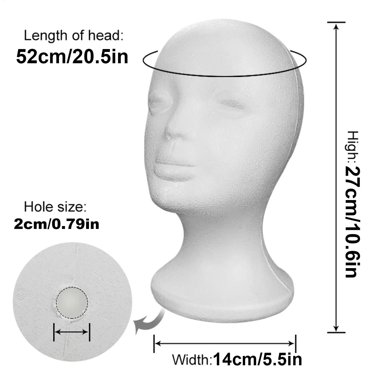 Foam Head Mannequin Wig Display Model for Hairpieces