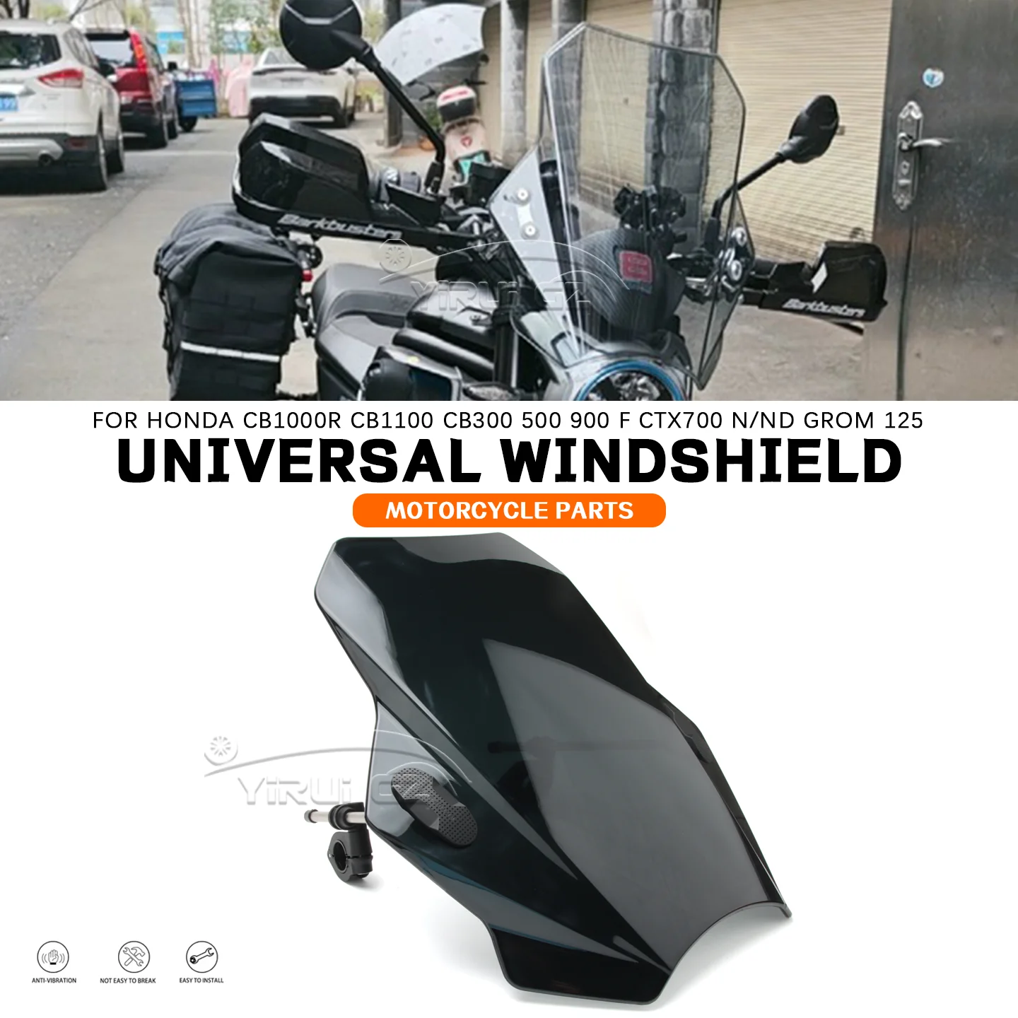 

Motorcycle Windscreen Windshield For Honda CB1000R 1100 CB300 500 900F Screen Wind Shield Deflector Protector CTX700N/ND Grom125