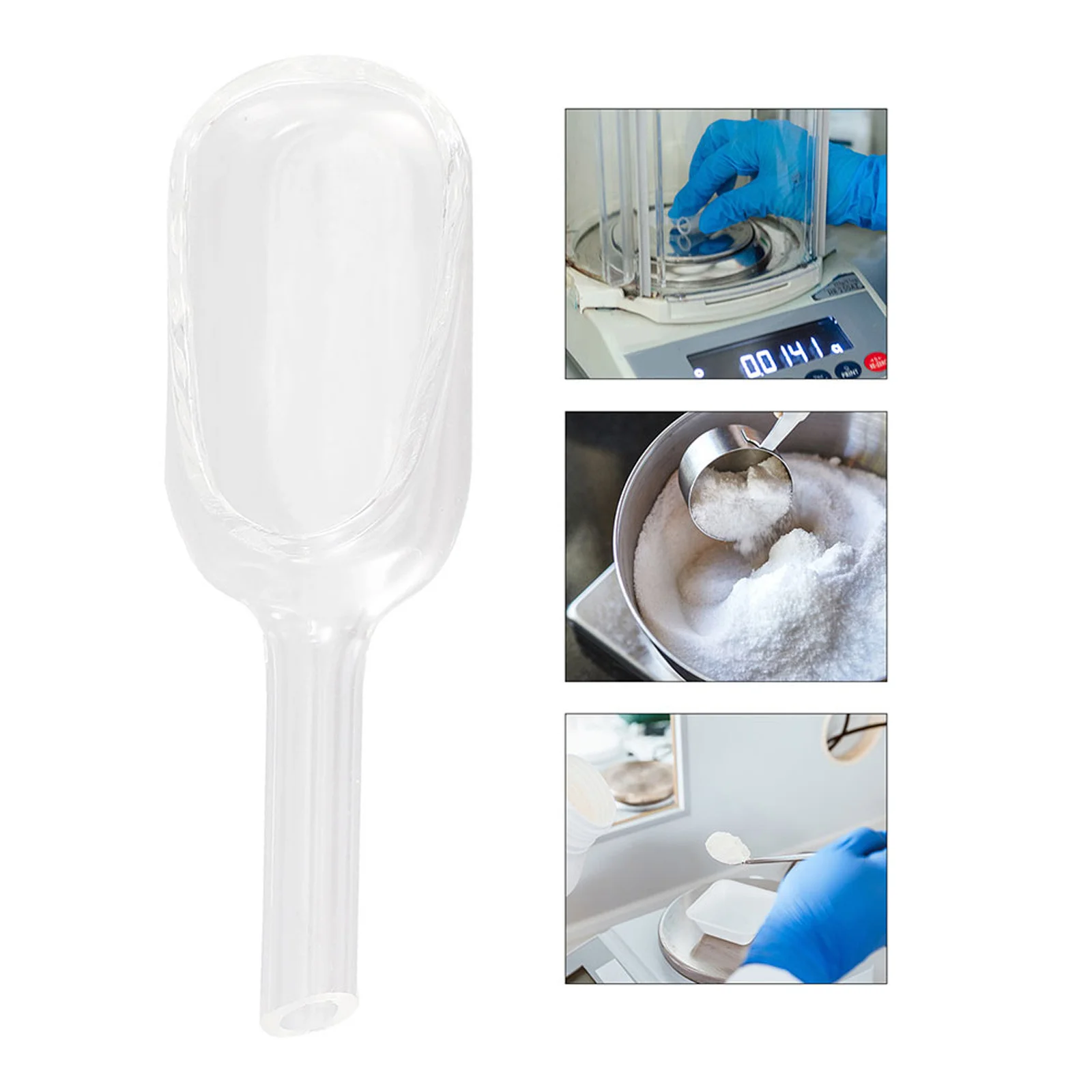 Embudos de vidrio con cuchara de pesaje, borosilicato para transferencia de muestras de laboratorio, herramienta de pesaje, medición precisa, 2 uds.