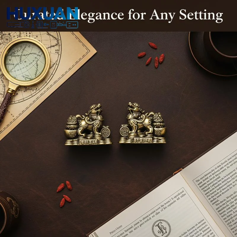 Brass Pixiu Statue Ornament, Chinese Traditional Craft Desktop Decoration For Home Office Business Space Decor