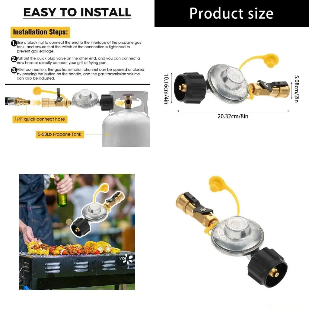 

31BE Universal Propanes Gas Connectors 1/4Inch for Regulators Outdoor Appliances