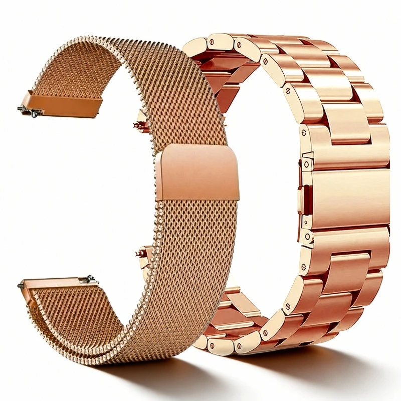 20mm 22mm Universelles Smartwatch-Armband, Magnetisches Milanaise-Netzband & Metall-Gliederarmband, Edelstahl-Uhrenarmband