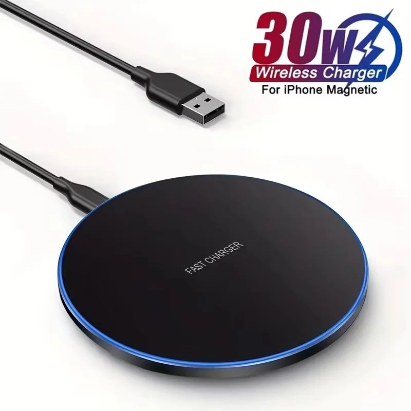 

30W Desktop Quick Wireless Charger Pad Phone Holder For iPhone 17 16 15 14 13 Pro Max Xiaomi LED Induction Fast Charging Stand