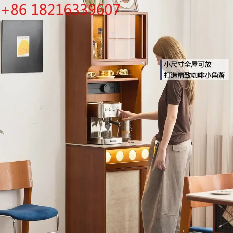 YAOAntique Solid Wood Storage Cabinet Tall Wall Mounted Locker for Living Room Kitchen Wine Display Small Apartment Space Saving