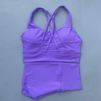 Solid Color gym bike Yoga Set short Legging +cross sport bra Tracksuit  Athletic Women Gym Suit Comprehensive Training Jogging - Image 2