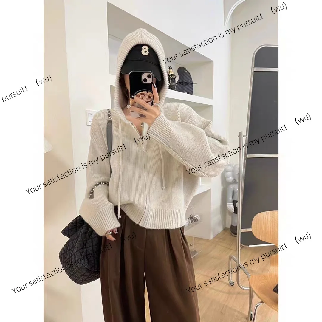 ZOCI-เสื้อคลุมคาร์ดิแกนถักแบบมีฮู้ด สีพื้น เรียบง่าย สไตล์หลวม ซิปหน้า แขนยาว ผ้าหนา สำหรับฤดูใบไม้ร่วงและฤดูหนาว