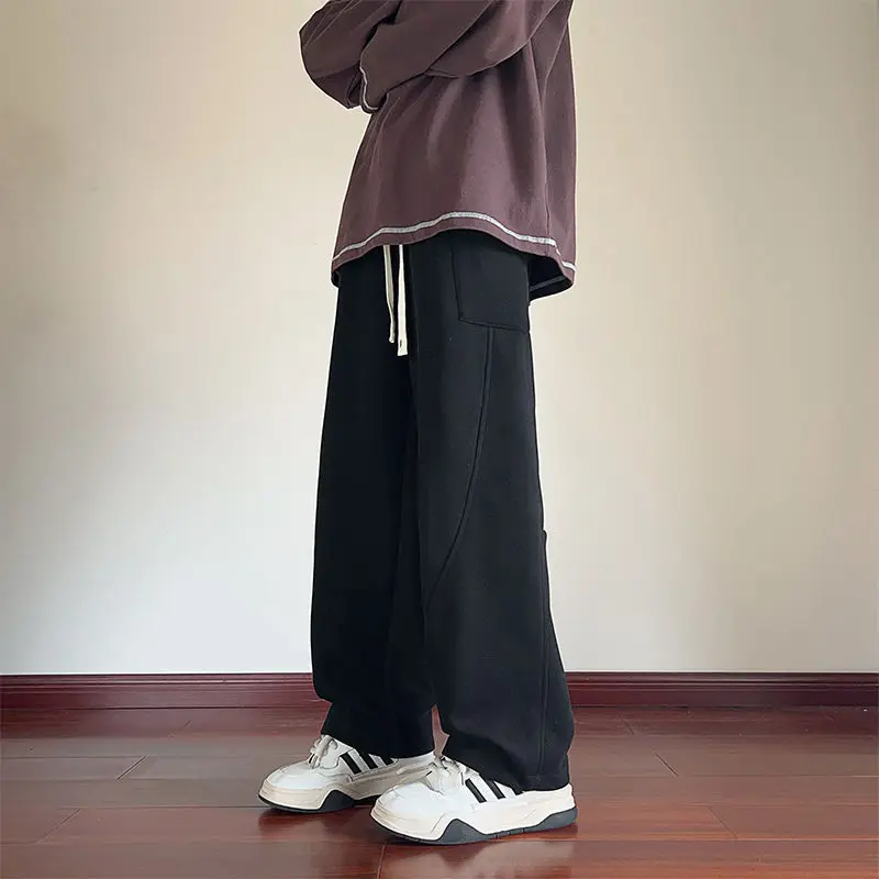 

Мужские повседневные брюки прямого кроя, осенние, в уличном стиле, винтажные, длинные, широкие, спортивные, для пар, простые, струящиеся