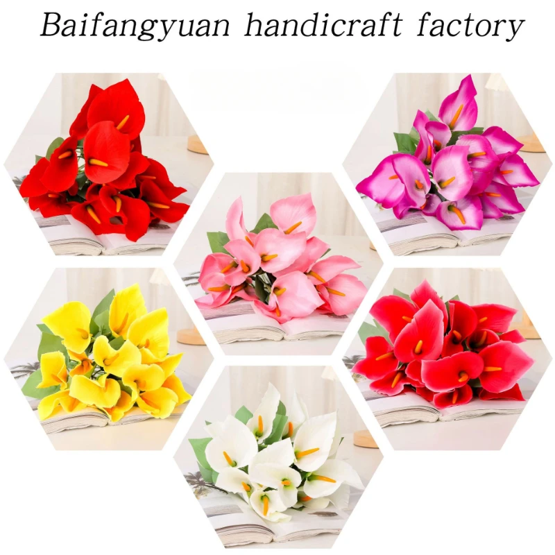 36CM Artificial Colorful Horseshoe Lotus Silk Flowers Wedding Supplies Bride Holding Bouquet Home Decoration Ornaments - view 6