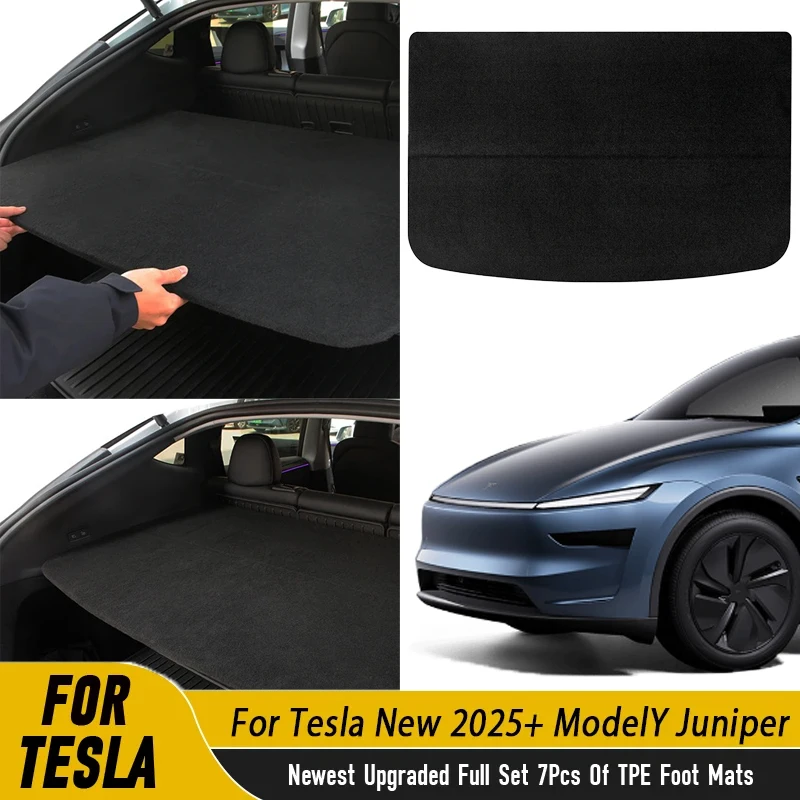 

Перегородка багажника для Tesla Model Y Juniper 2025+, задняя багажница, выдвижная перегородка, флокированная деревянная доска, деталь салона автомобиля