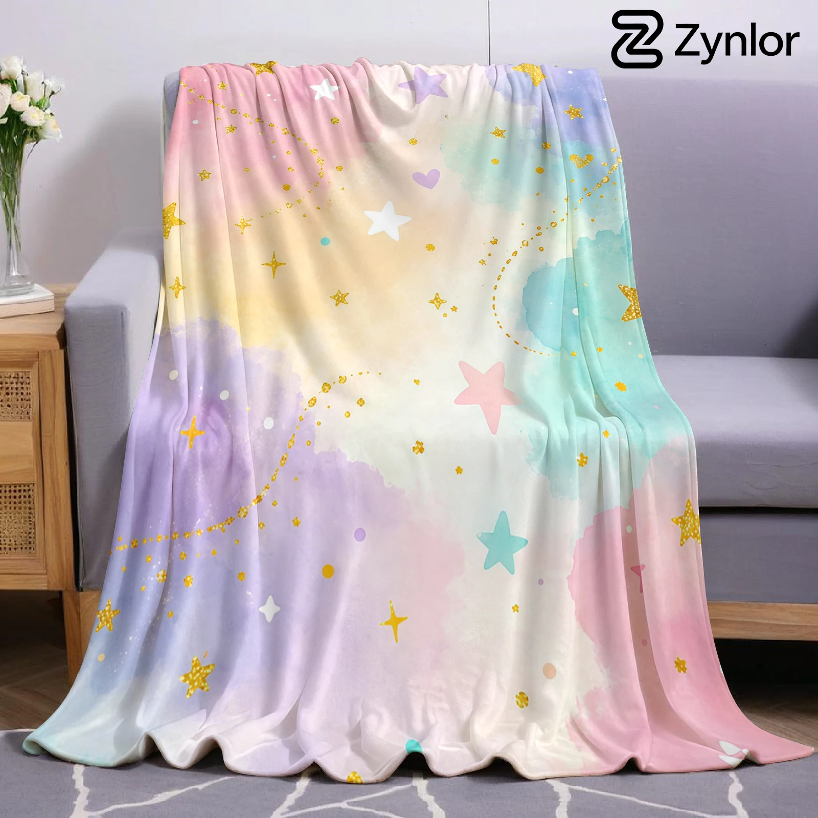Glitter Star Sky Ultra Soft Sherpa Fleece Blanket Fluffy Warm Halloween Cozy Throw for Sofa Couch Bedroom Gift All season