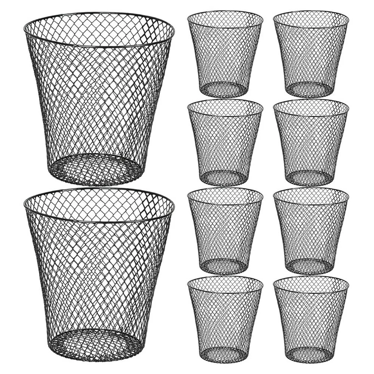 Round Wastepaper Basket, Wire Mesh Desk Metal Trash Can Recycling Trash Can Garbage Container for Bedroom Office(10pcs)