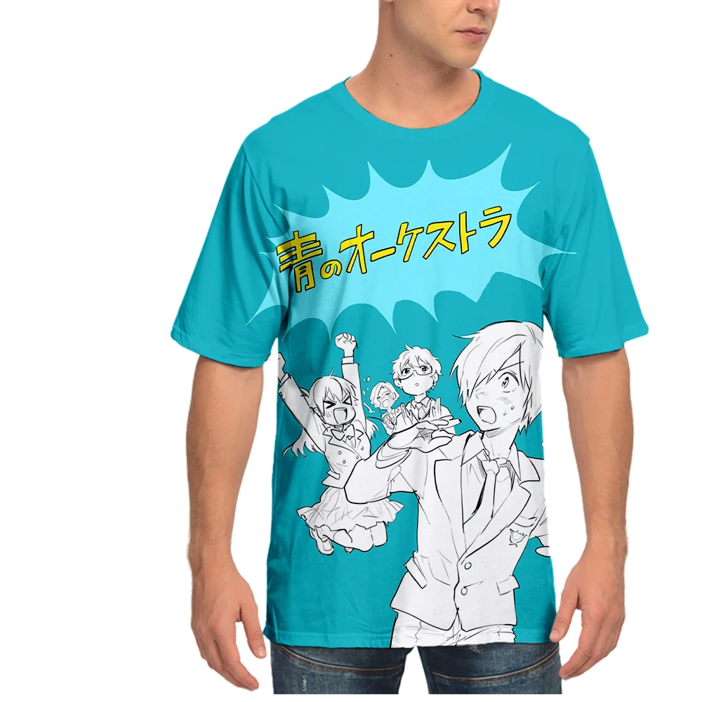 

Футболка с рисунком голубого оркестра Каваий аниме, Новая графическая Повседневная рубашка, топы с коротким рукавом, популярная уличная одежда
