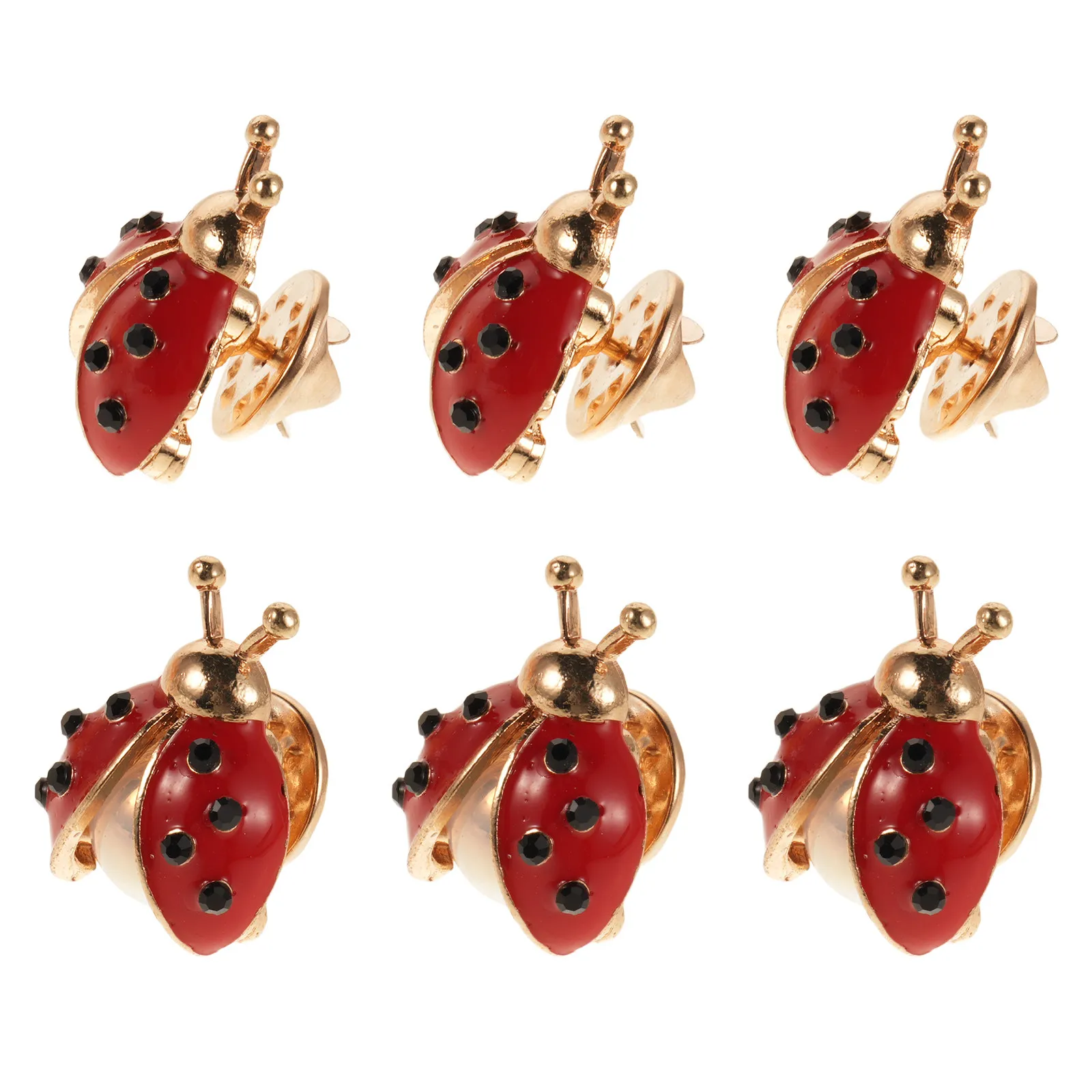 6 Pcs Ladybug Brooches Pins Alloy Bug Insect Jewelry Clothes Lapel Pins  Beetle Brooches Vintage Pin Apparel Decoration