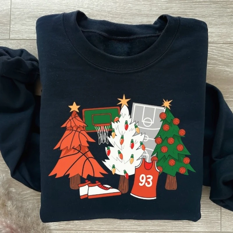 面白い女性用冬用スウェットシャツ バスケットボール愛好家向け クリスマスギフト シーズン限定 クリスマス パーカー 冬用カジュアルファッション トレンドのサーマルパーカー