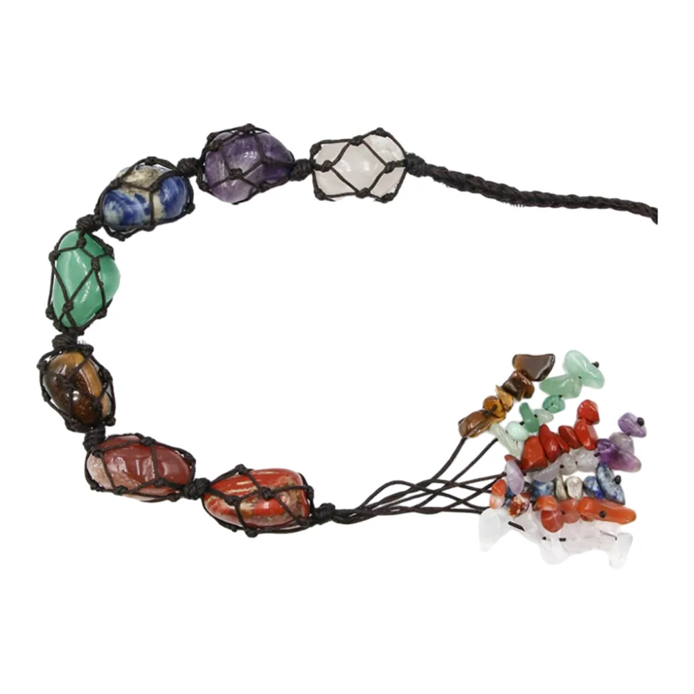 

Colorful Stone Car Hanging Accessories Tail Decoration Pendant Interior Woven Decorations Natural Ornament Weave