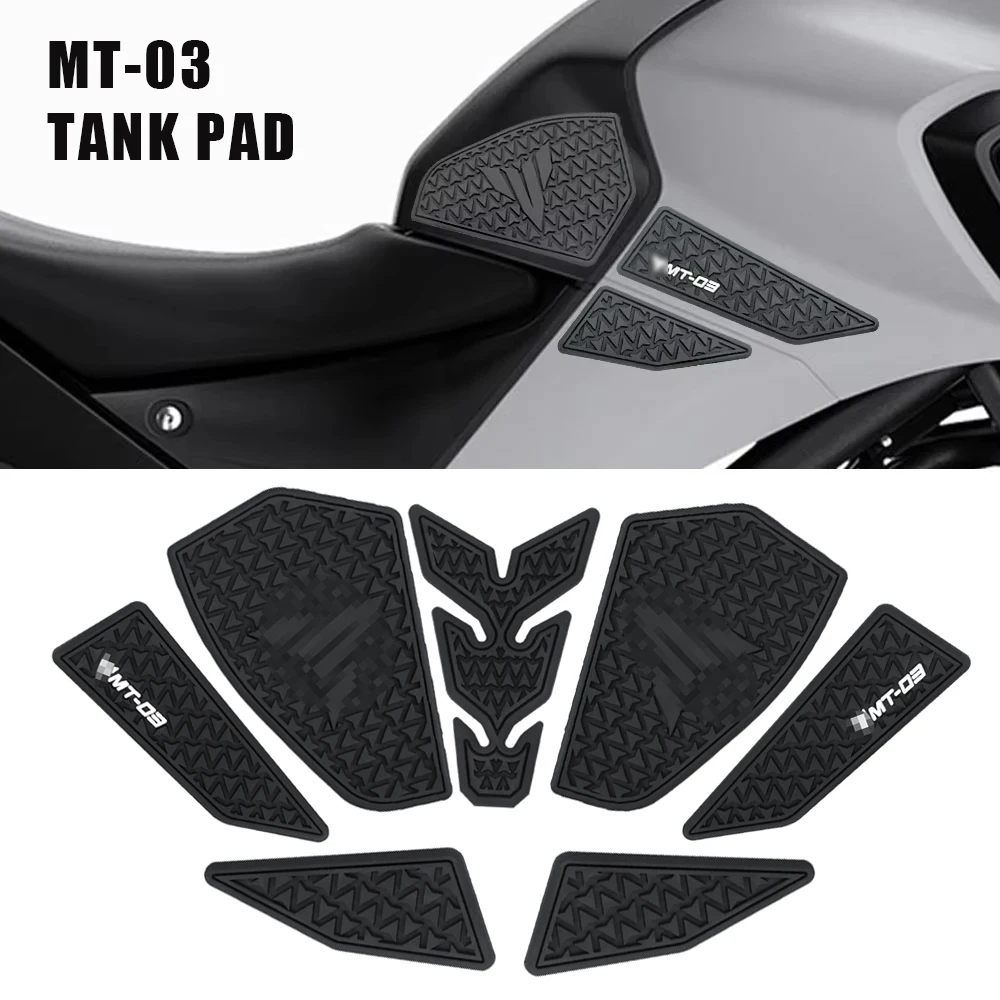 

Для Yamaha MT-03 mt03 2023 2024, аксессуары для мотоциклов, нескользящие боковые наклейки на топливный бак, водонепроницаемая накладка, резиновая накладка