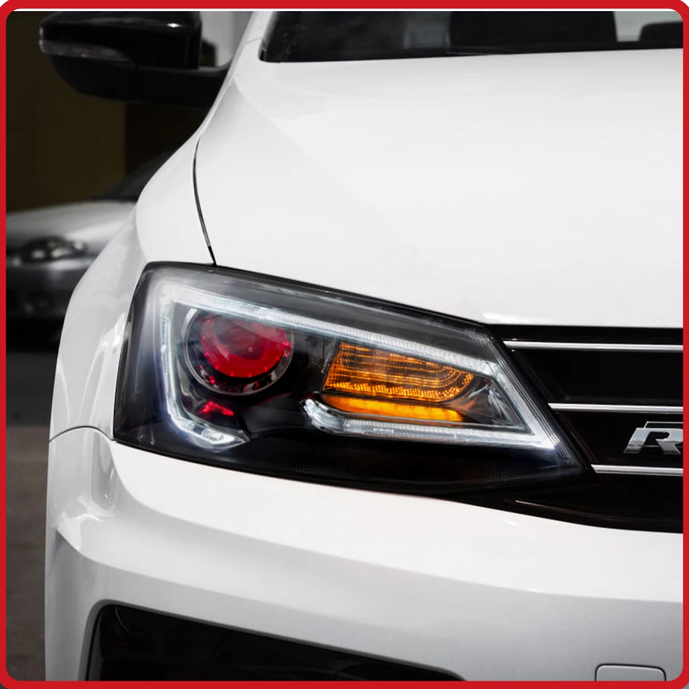 

Car Front Lamps For VW Jetta Sagitar Vento 2012-2018 Headlights Assembly Upgrade LED Demon Eyes style Streamer Turn Light