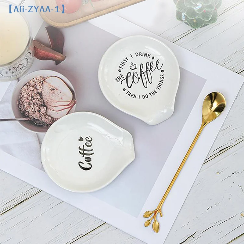 【ZYAA-1】Löffelhalter und Ablage aus weißer Keramik, perfekt für Kaffee- und Suppenlöffel, Küchenorganizer, Küchenutensilien, Geschirr
