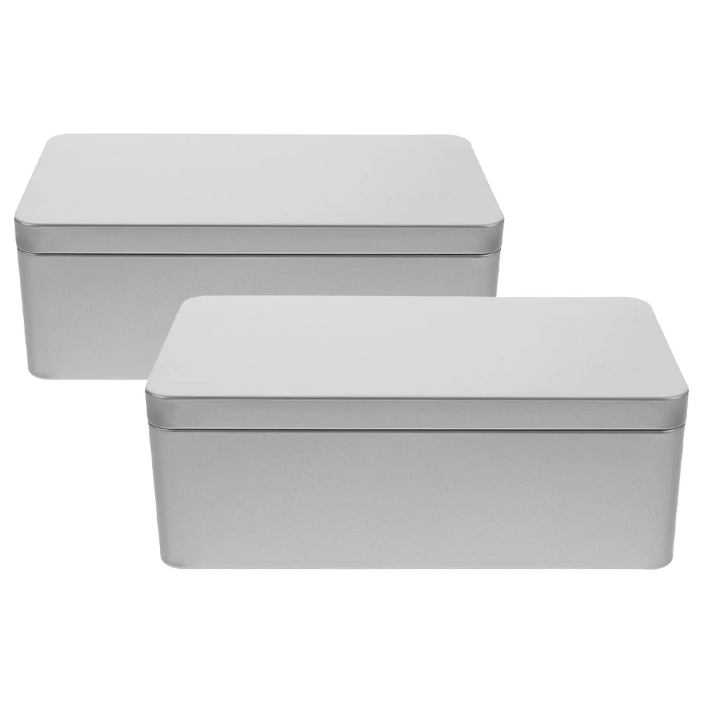 2 Stuks Blikken Dozen Rechthoekige Blik Opslag Containers Met Deksel Voor Thee Bladeren Snoep Koekjes Party Favor Blikken blikken Doos Met Deksel