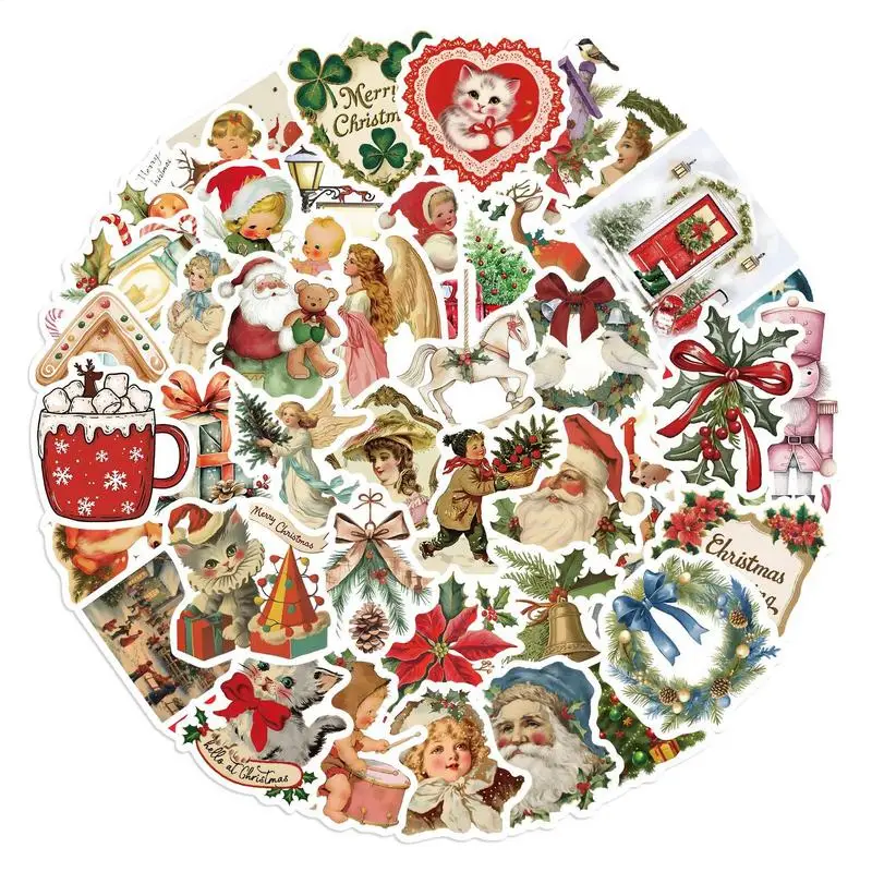 สติกเกอร์คริสต์มาสสําหรับScrapbooking 50Xสเก็ตบอร์ดDecalsน่ารักคริสต์มาสVINTAGEสติกเกอร์สําหรับแล็ปท็อปขวดน้ําสเก็ตบอร์ด