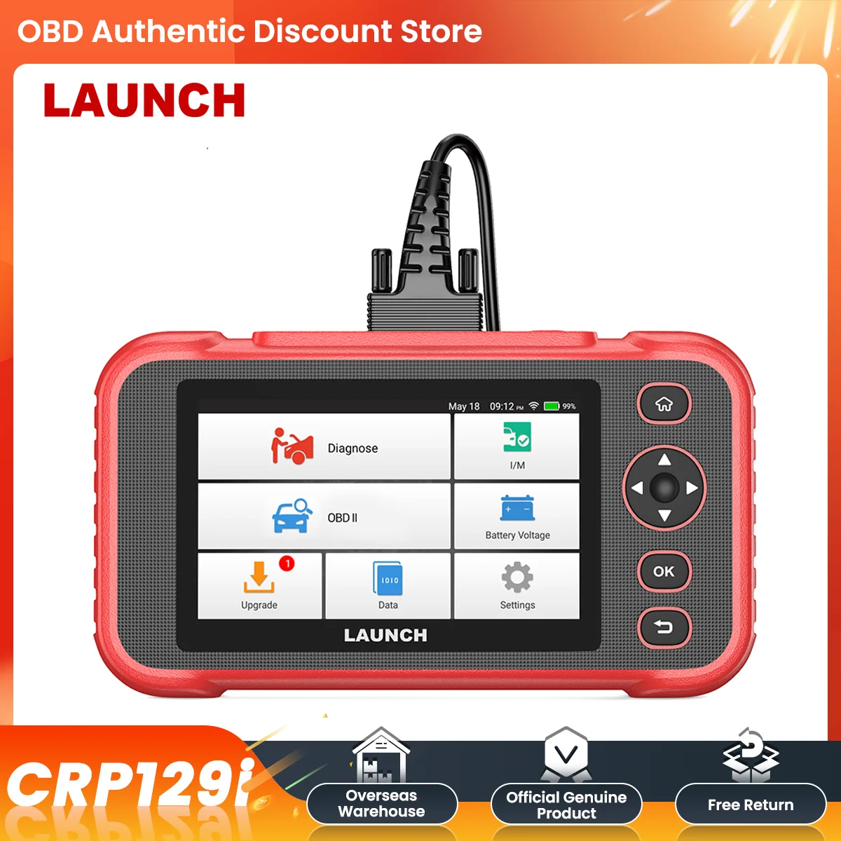 

LAUNCH CRP129i V2.0 OBD2 Сканер 4-системные автомобильные аксессуары Автоматический диагностический сканер двигателя DPF SAS TPMS 12 Сканер сброса службы