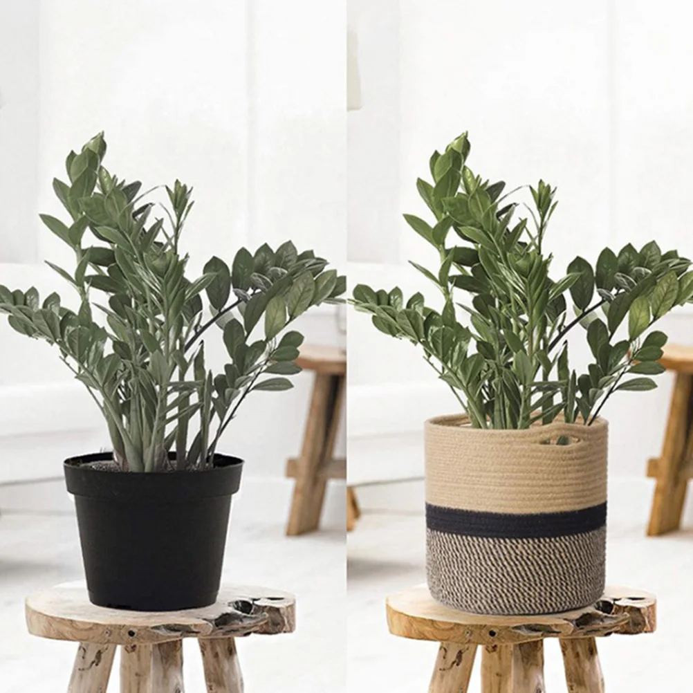 

Woven Flower Basket Cotton Rope Storage Baskets Decorative Vase Holder Portable Home Organization Clothes Basket Holiday Wedding